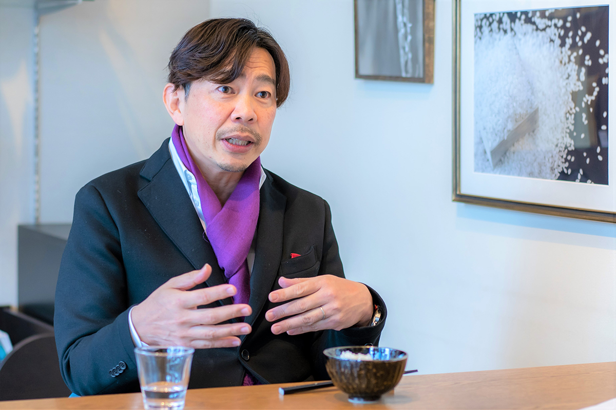 滋賀県産らしいお米について語る儀兵衛さん